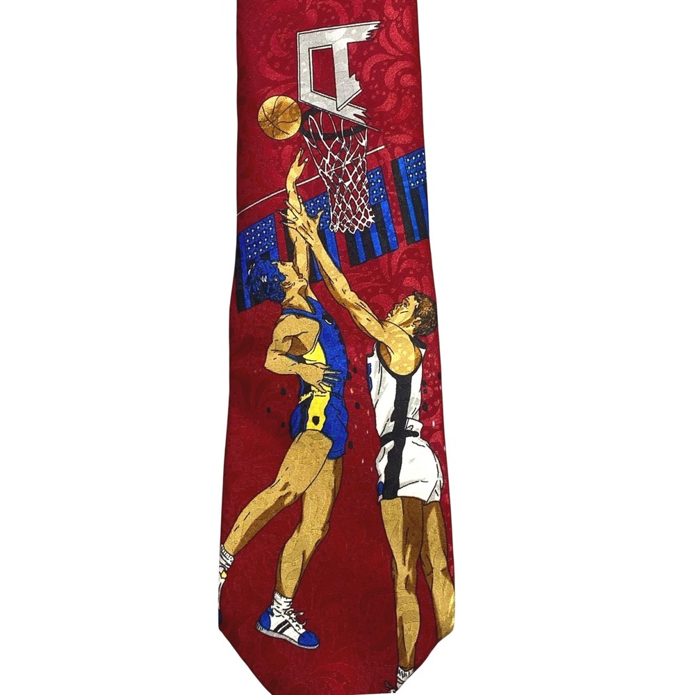 Camden Court Necktie Red Designers Basketball Paisley AOP